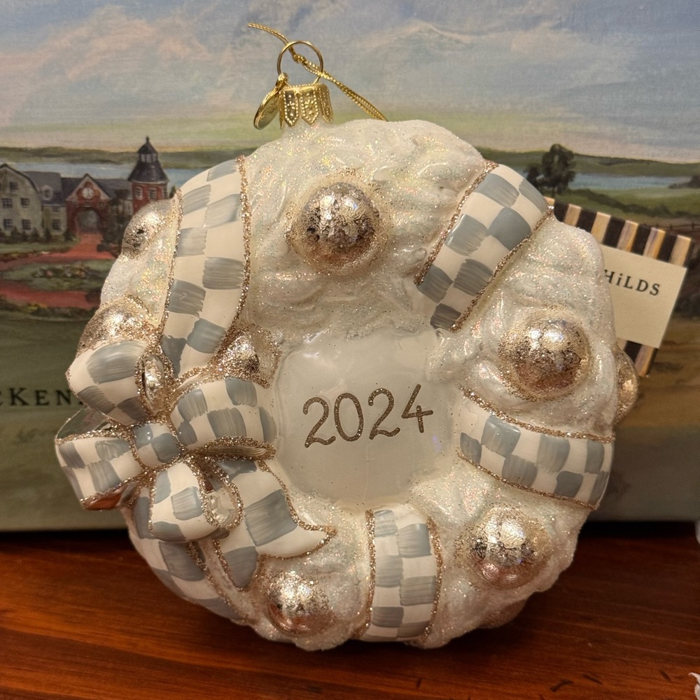 MACKENZIE CHILDS 2024 Crystal Palace Wreath Glass Ornament